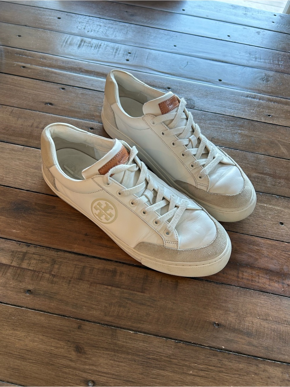 Tory Burch Bari Nappa Colorblock White Sneakers 9.5